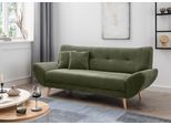 3-Sitzer HOME AFFAIRE "Basta, komfortable Wellenunterfederung, Breite 205cm", grün, B:205cm H:82cm T:87cm, 100% Polyester, Sofas, 3-Sitzer