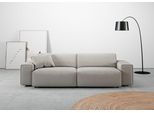 Big-Sofa HOME AFFAIRE "Glimminge Breite 254cm, auch in Breitcord, Feincord + Easy care-Bezug", grau (hellgrau), B:254cm H:71cm T:101cm, 100% Polyester, Sofas, Big-Sofa, besondere Kedernähte Zierkissen