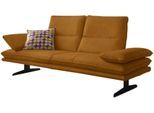 2,5-Sitzer W.SCHILLIG "broadway, Designsofa mit tollem Sitzkomfort", gelb (brandy s37), B:236cm H:94cm T:96cm, Stoff S37 (100% Polyester): Luxus-Microfaser in Lederoptik, Sofas, 2 5-Sitzer, Sitztiefenverstellung, Kopfteil- & Seitenteilverstellung, Breite 236cm