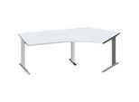 Schäfer Shop Pure Winkelschreibtisch PLANOVA BASIC, 135° Winkel rechts, C-Fuss, B 2165 x T 800/800 x H 717 mm, lichtgrau/weiss + Kabelkanal