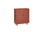 Voleo Schuhschrank , Rot , Metall , 4 Fächer , 2 Schublade(n) Schubladen , 96x109x38 cm , Beimöbel erhältlich, stehend , Garderobe, Schuhaufbewahrung, Schuhschränke