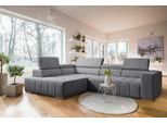 Ecksofa EXXPO - SOFA FASHION "Elianos, hoher Sitzkomfort, aufwendige Kreuzsteppung im Sitz, L-Form", grau, B:307cm H:73cm T:201cm, Sofas, Ecksofa, Kopfteile & Sitztiefe verstellbar, mit Bettfunktion, Cord, grey
