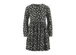Druckkleid HAPPY GIRLS, Mädchen, Gr. 152, N-Gr, Langarm, Web, schwarz-weiß (schwarz), Web, Obermaterial: 100% Viskose. Futter: 100% Baumwolle, gemustert, knieumspielend, Rundhals, Kleider Druckkleid, Viskose, Alloverdruck