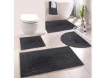 Badematte MY HOME "Inga, Rahmen, Badvorleger, Badezimmer Teppich" Gr. 2, grau, H:18mm, Baumwolle, Badematten, Badematte, 100% Baumwolle, Hoch-Tief-Effekt, weich, trocknergeeignet