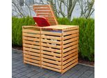 Mülltonnenbox PROMADINO "Vario V", braun, B:148cm H:122cm T:92cm, Holzwerkstoff, Aufbewahrungsboxen, Mülltonnenbox, für 2 x 240 l, braun