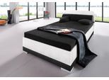 Polsterbett MAINTAL "LAGO mit Matratze & Bettkasten, Bezug: Microvelours", schwarz-weiß (weiß, schwarz), B:97cm H:76cm L:211cm, Bezug Bett: 100% Polyester;Bezug Matratze: 100% Polyester, Betten, Polsterbett, in verschiedenen Größen und Farben erhältlich