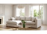 Ecksofa OTTO HOME "Coray", beige, B:266cm H:80cm T:153cm, 100% Polyester, Sofas, Ecksofa, Breite 266 cm, extra weich und kuschelig, mit Federn und Daunen