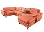 Wohnlandschaft SIT & MORE "Mailand U-Form, B: 312 cm, XXL-Couch mit Komfortpolsterung", orange (terrakotta), B:312cm H:85cm T:179cm, NaturLEDER (echtes Rindleder)/Korpus passendes Kunstleder Softlux;Luxus-Microfaser Altara Nubuck (100% Polyester);Kunstleder Softlux;Luxus-Kunstleder, Sofas, Wohnlandschaft, mit Schlaffunktion, Liegefl. 122x247 cm, diverse Lederqualitäten