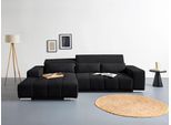 Ecksofa COTTA "Orion L-Form, B: 307 cm, moderne Steppung, bequeme Wellenunterfederung", schwarz, B:307cm H:73cm T:186cm, 100% Polyester, Sofas, Ecksofa, 2x Kopfteilverstellung & 3 Nierenkissen