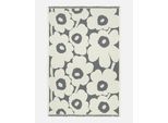 Wohndecke MARIMEKKO "UNIKKO JACQUARD", grau (off, weiß, kohlefarben, beige), B:150cm L:220cm, Obermaterial: 100% Baumwolle, Wohndecken, Wohndecke, 150x220 cm
