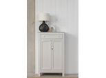 Vertiko WOOOD "Eva FSC-Kiefernholz geschliffen, H 150 x B 93 x T 40 cm", grau (nebel), B:93cm H:150cm T:40cm, Massivholz, Sideboards, Vertiko, Tragkraft 15 kg pro Boden, MDF-Rückwand für Stabilität, Pfleigleicht