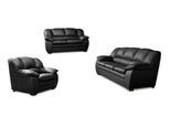 Polstergarnitur COTTA "Casino, 3tlg. Set, Sofa Wohnzimmer Garnitur, Wellenunterfederung", schwarz, H:88cm T:92cm, Holzwerkstoff, Sitzmöbel-Sets, Polstergarnitur, Sessel, 2-Sitzer, 2,5-Sitzer, hohe Rückenlehne