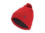 Bommelmütze JACK WOLFSKIN "POM POM BEANIE", Herren, Gr. L, rot (sirenrot), Materialmix, Mützen Bommelmütze, Bommelmütze, warm, winddicht
