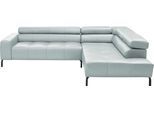 Ecksofa HOME AFFAIRE "Claya, L-Form, incl. Kopfteilverstellung, Breite 276 cm", blau (light, blau), B:276cm H:71cm T:219cm, 100% Leder, Sofas, Ecksofa, wahlweise elektrischer Sitzvorzug