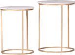 Beistelltisch HOME AFFAIRE "Menton", gold (weiß, gold), Tische, Beistelltisch, mit Metallintarsien in der Marmorplatte (2er-Set)