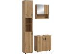 Mid.you Badezimmer, Eiche Artisan, Kunststoff, 3-teilig, Holzoptik, 5 Fächer, 90 cm, FSC Mix, hängend, stehend, Badezimmer, Badmöbelsets & Badmöbelserien, Badmöbel-Set