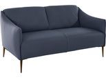 2-Sitzer W.SCHILLIG "sally Design-Sofa, Loungsofa, bequem, schmale Armlehnen, Breite 154cm", blau (blau z59), B:154cm H:78cm T:84cm, Longlife Xtra-Leder Z59: Glattleder mit modischer Prägung. Hautstärke 0, 9 - 1, 1 mm., Sofas, 2-Sitzer, mit Metallfüßen in Bronze pulverbeschichtet, Breite 154 cm
