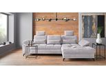 Ecksofa OTTO HOME "Costello L-Form, B: 301cm, Sitztiefen & Armteilverstellung, Federkern", silber, B:301cm H:89cm T:176cm, 100% Polyester;Samtoptik (100% Polyester), Sofas, Ecksofa, 3 Nierenkissen, optional Schlaffunktion & Bettkasten