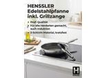 Bratpfanne HENSSLERS "Premium, inklusive Grillzange", silberfarben, B:25,5cm H:4,8cm L:44,5cm Ø:24cm, Pfannen, Bratpfanne