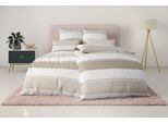 Bettwäsche OTTO HOME "Yonne", beige, B/L: 155cm x 220cm, 1 Stk., 1 Stk., Flanell PREMIUM, B/L: 80cm x 80cm, 2, Flanell PREMIUM, Obermaterial: 100% Baumwolle, Bettwäsche, Bettwäsche, in frischen Farben, gestreifte Bettwäsche, ab Gr. 135x200 cm