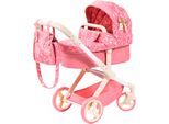 Kombi-Puppenwagen BAYER "Xeo", pink (pink mit rosenmuster), Puppenwagen, KinderB:37cm H:73cm T:68cm, Kunststoff, Metall, Stoff, Kombi-Puppenwagen, B:37cm H:73cm T:68cm