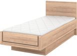 Holzbett MUSTERRING "Sorrent, Bettgestell, Bettrahmen, teilmassiv Eiche", braun (weiß, neutral), B:90cm L:220cm, Betten, Holzbett, Eiche teilmassiv, Liegehöhenverstellung, in schwebender Optik