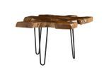 Livetastic Beistelltisch, Natur, Holz, Metall, Teakholz, vollmassiv, Freiform, A-Form, 80x46x80 cm, Wohnzimmer, Wohnzimmertische, Beistelltische, Beistelltische Metall