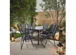 Gardenson , Schwarz , Metall, Glas, Textil , rechteckig , 90x73x190 cm , Stühle klappbar ,