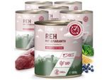 REAVET Hundenassfutter – Reh mit Amaranth an Brokkoli & Heidelbeere 6x800 g