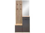 Xora Garderobe , Anthrazit, Eiche Artisan , Glas, Holzwerkstoff , 4-teilig , 88x195x35 cm , Garderobe, Garderobensets & -serien, Garderoben-Set