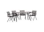 Acamp , Anthrazit, Schwarz, Taupe , Metall, Kunststoff, Glas , 80x75x160 cm , gastro- und objekttauglich, wetterbeständig, Stühle stapelbar, Tisch mit Glasplatte, platzsparend verstaubar ,