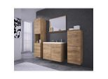 P & B Badezimmer, Eiche, Holzwerkstoff, 5-teilig, 6 Fächer, 140x133x35 cm, Fsc, Spiegel mit Ablage, hängend, Badezimmer, Badmöbelsets & Badmöbelserien, Badmöbel-Set