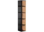 Mid.you Eckregal , Naturfarben, Schwarz , Metall, Holzwerkstoff , 6 Fächer , 34x185x34 cm , Wohnzimmer, Regal, Eckregale