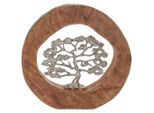 Ambia Home Dekobaum , Naturfarben, Silberfarben , Holz, Metall , Mangoholz , massiv , 34.5x36x6 cm , zum Stellen , Dekoration, Dekofiguren & Skulpturen, Dekoobjekte
