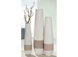 Bodenvase GILDE "Vase "Olbia", braun (braun, creme), B:12cm H:46cm T:12cm, Keramik, Vasen, Bodenvase, Gesprenkelt-gestreiftes Design, braun-creme, Blumenvase