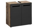 Mid.you Waschbeckenunterschrank, Schwarz, Eiche, Kunststoff, 1 Fächer, einzeln stellbar, 60x62x31 cm, stehend, Badezimmer, Badezimmerschränke, Waschbeckenunterschränke