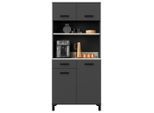P & B Buffet Linda, Anthrazit, Hellgrau, Metall, 2 Fächer, 1 Schublade(n) Schubladen, 80x177x40 cm, Küchen, Küchenmöbel, Buffetschränke