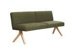 Linea Natura Sitzbank, Grün, Holz, Textil, Eiche, vollmassiv, 160x85x69 cm, Esszimmer, Bänke, Sitzbänke