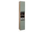 Mid.you Hochschrank, Grün, Eiche, Kunststoff, 2 Fächer, einzeln stellbar, 34x190x31 cm, Made in EU, stehend, Badezimmer, Badezimmerschränke, Hochschränke