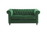 Xora Chesterfield-Sofa, Grün, Schwarz, Holz, Kiefer, massiv,massiv, Sperrholz, 2-Sitzer, Füllung: Schaumstoff, 165x73x87 cm, Stoffauswahl, Armteil links, rechts, Wohnzimmer, Sofas & Couches, Sofas, Bigsofas