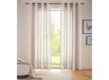 Gardine "Marusha, 2er-Set, Ösen, halbtransparent, Leinen-Optik" Gr. 1, beige (creme), B:140cm H:145cm, Polyester, LEGER HOME BY LENA GERCKE, Gardinen, Gardine, Leinenoptik, Kundenliebling, Exklusiv, Wohnzimmer, Schlafzimmer