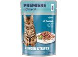 PREMIERE Tender Stripes Nassfutter Katze Adult Thunfisch 112x85 g