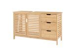 [en.casa] Waschbeckenunterschrank, Natur, Naturmaterialien, Bambus, 3 Schubladen, Rechteckig, 100x60x35 cm, Badezimmer, Badezimmerschränke, Waschbeckenunterschränke