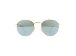Ray-Ban Zonnebril Ronde Platte Lenzen 3447n 001/30 Glanzende Gouden Grijze Flash Spiegel 50mm