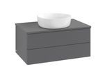 Villeroy und Boch Antao Waschtisch-Unterschrank K19150GK 80x36x50cm, Hahnloch, Waschbeckenplattenfarbe Lack, anthracite matt lacquer