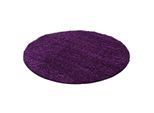 Muratap Basic rond shaggy vloerkleed paars hoogpolig- 200 cm rond