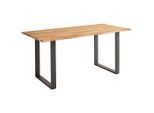 P & B Esstisch, Schwarz, Akazie, Holz, Metall, Akazie, vollmassiv, Holz, rechteckig, U-Form, 80x76x140 cm, Esszimmer, Tische, Esstische