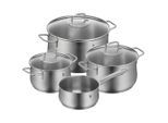 WMF Kochtopfset Brillant, Edelstahl, Metall, 4-teilig, 16 cm,20 cm, 2 L,3,7 L,6,5 L,1,5 L, Kochen, Töpfe, Topfsets