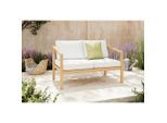 Ambia Garden Gartenbank, Creme, Akazie, Holz, Textil, Akazie, massiv, 2-Sitzer, 130x75x80 cm, Gartenmöbel, Gartenbänke