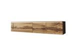 P & B Lowboard D140, Eiche Wotan, Kunststoff, kaltweiß, 140x30x33 cm, Fsc, Made in EU, stehend, hängend, Beleuchtung, in verschiedenen Holzdekoren erhältlich, Wohnzimmer, Wohnwände, Lowboards, Lowboards stehend